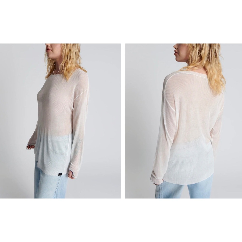 One Teaspoon NEW Amity Sheer‎ Rib Knit Top Off White Size Small